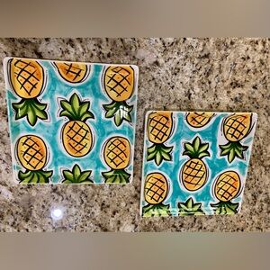 (2) Ceramic Serving Platters-Pineapple Design- 10” x 10”